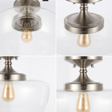 Marfa 14" Glass/Iron Farmhouse Modern LED Flush Mount